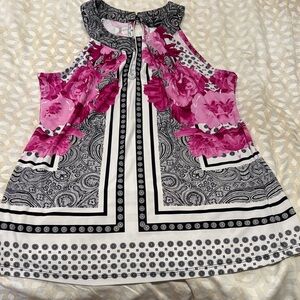 INC International Concepts Silky Floral and Paisley Sleeveless Top